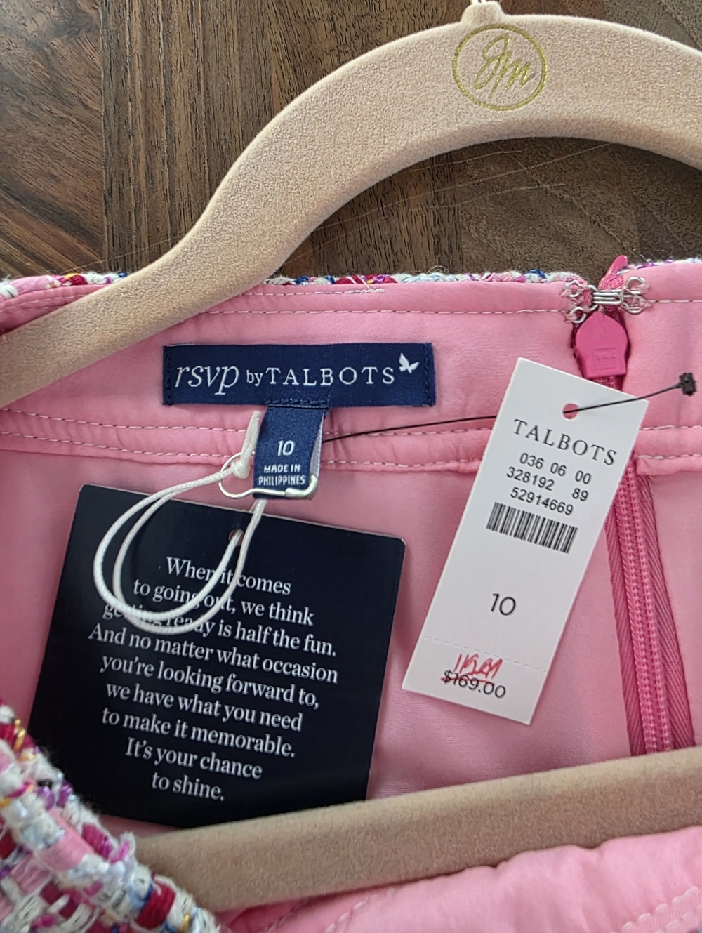 Talbots Pink Multi Ribbon Tweed Shift Dress Size 10 NWT - Picture 12 of 12